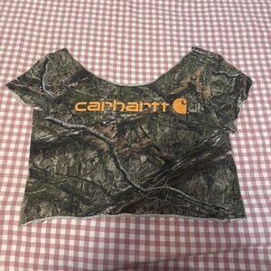 Carhartt Woodland Camo Short Sleeve Tee with Orange Logo